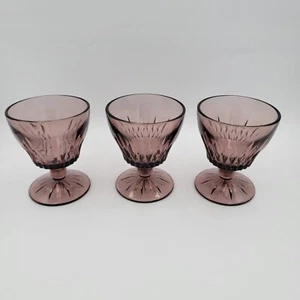 Vintage Hazel Atlas Moroccan Amethyst 4.25" Inch Footed Water Goblet Set of 3 - Picture 1 of 4