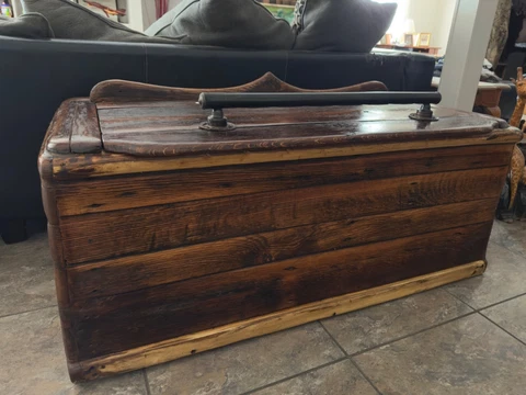 Handmade One-of-a-kind Antique Oak Storage Or Display, Inside/outside Chest Cover