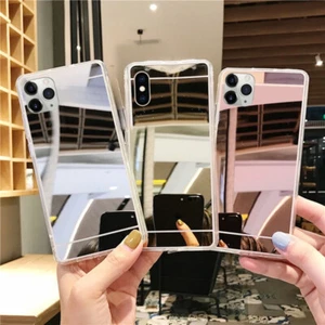 Funda protectora con espejo de silicona gel suave con espejo de silicona para iPhone 14 13 12 11 Pro Max Mini XR SE 8 - Imagen 1 de 17
