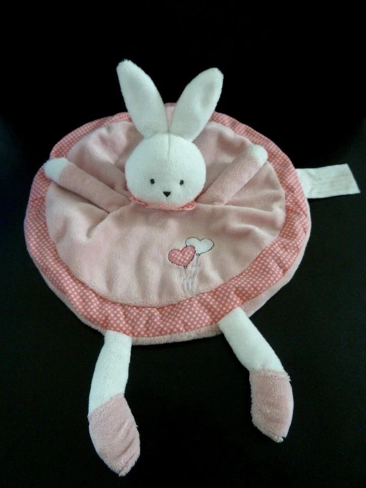N4. DOUDOU PLAT ROND  KIMBALOO LAPIN BLANC ROSE BALLON COEUR - EXCELLENT ETAT - Photo 1/1