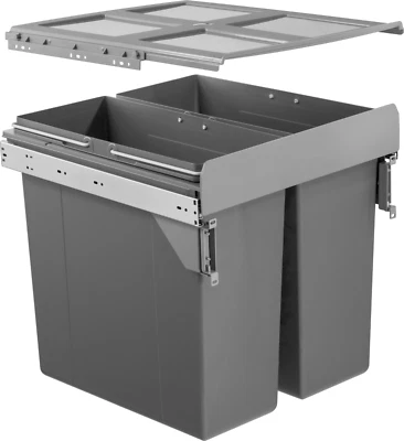 Integrated Soft Close Pull Out Kitchen Waste & Recycling Bin for 500mm Cabinet - Image 1 of 4
