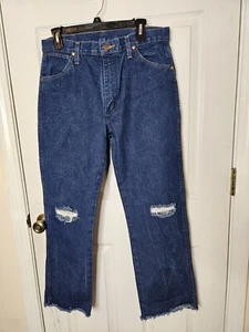 Wrangler Jeans Mens 31x30 1013MWZPW Cowboy Cut Original Fit Blue jeans CUT OFF - Picture 1 of 12