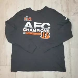 Cincinnati Bengals Nike AFC Champions Long Sleeve - Heather Gray Size L - Picture 1 of 5