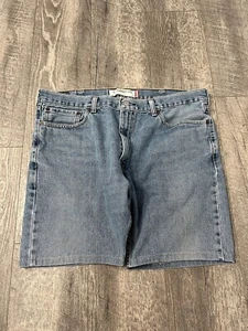 VTG Levis 505 Jean Shorts Mens 38 Denim Jorts Straight Fit Skate Y2K Grunge Blue - Picture 1 of 10