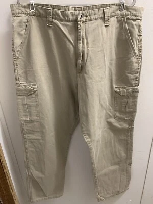 Wrangler Khakis Tan Cargo Distressed Hem 40x32 Waist 43” Inseam 32” High Rise  - Image 1 of 4