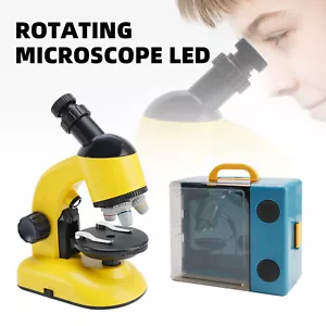 Rotating Microscope LED 100X-1200X Magnification Science Toys Kit For Kid Yellow - Picture 1 of 15