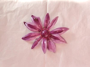 Enorme broche vintage de flores púrpuras esmaltado de 3 3/8" joyería moderna de mediados de siglo - Imagen 1 de 4