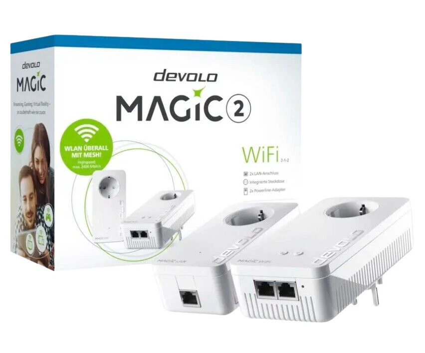 devolo Magic 2 WiFi 2-1-2 Powerline WLAN Starter Kit - Weiß (8383)