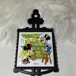 Disney Ceramic Cast Iron Square Tile Micky Minnie Kitchen Footed Trivet Hot Pad - Picture 1 of 5