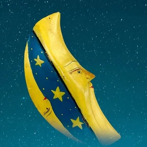 Vintage Whimsical Moon Face Carved Wooden Box Whimsy Goth Magic Witch Celestial - Picture 1 of 20