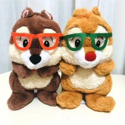 RARE Disney Chip & Dale Mega BIG Plush doll Glasses ver. 2PCS SET Exclusive JP - Image 1 of 4