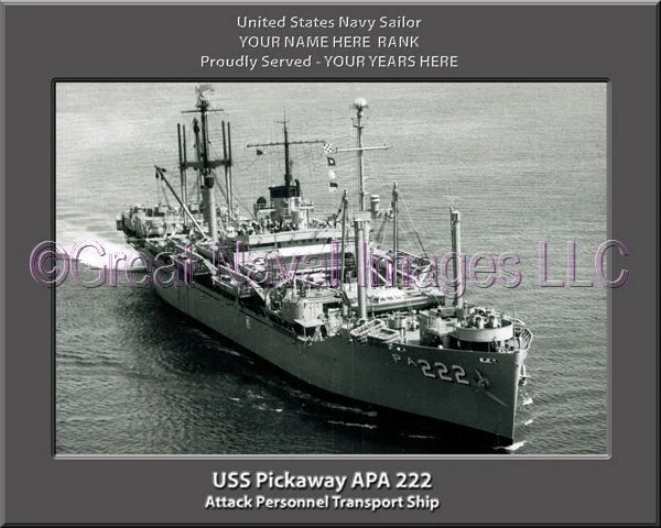 USS Pickaway APA 222 Personalized Canvas Ship Photo 2 Print Navy Veteran Gift - Image 1 of 1