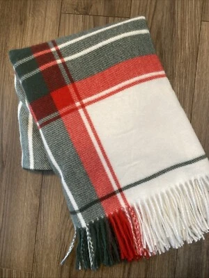 Hearth & Hand Magnolia Blanket Plaid Throw Red Green White Fringe 68" x 50" SOFT - Image 1 of 4