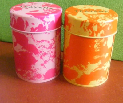 Teavana Pink And Orange Splatter Tea Tin 3.5" Canister Set - Image 1 of 4