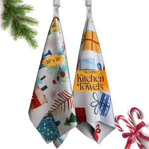 Christmas Kitchen Towels Hand Dish Towels Holiday Tea Towels Set Decor - Picture 1 of 9