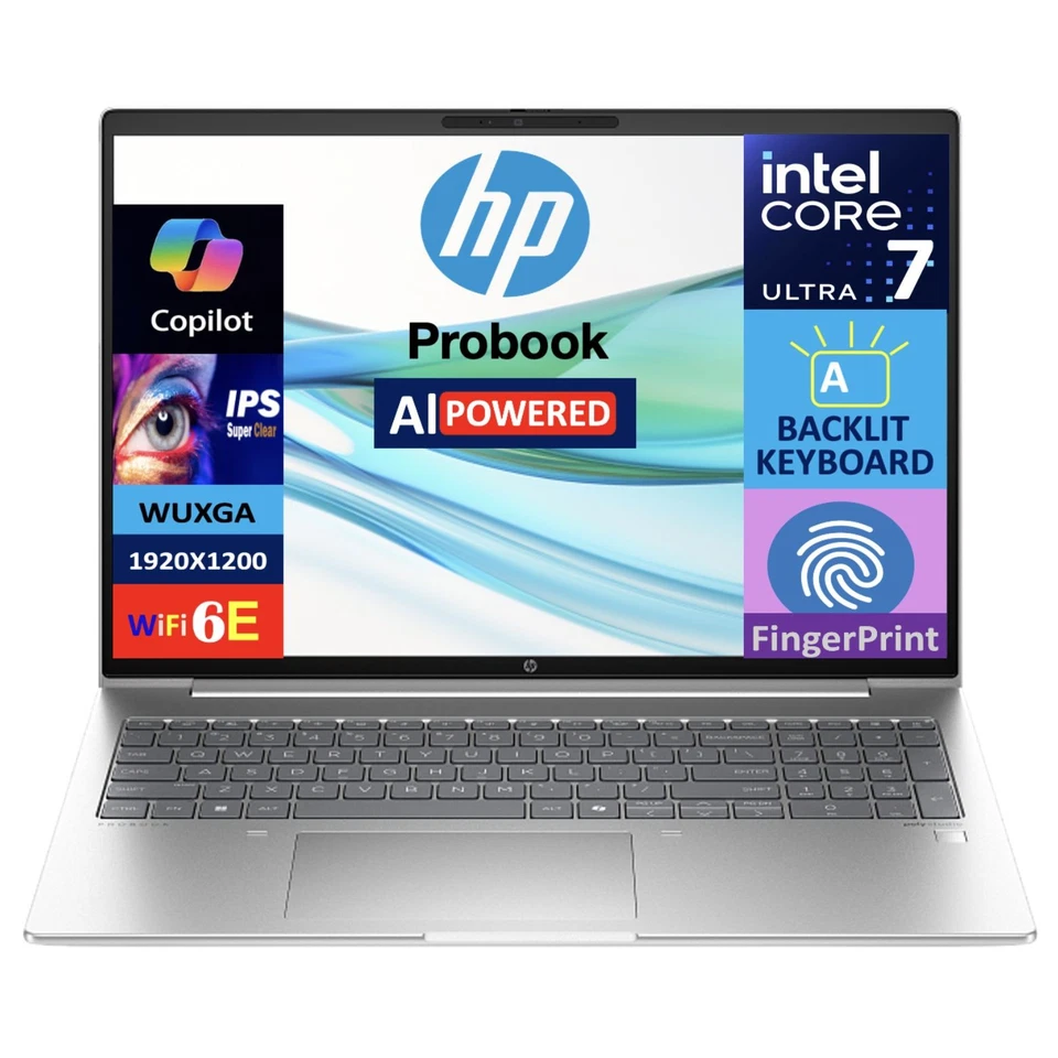 HP Probook 460 16" WUXGA IPS Intel Ultra 7 155U 8GB 512GB SSD FreeDos Laptop, SL - Image 1 of 4