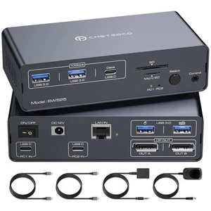 Stacja dokująca USB C 4K120HZ z przełącznikiem KVM 2 monitory 2 komputery Displayport - Zdjęcie 1 z 8
