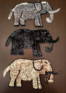 Lot Of 3 Vintage Elephant Sequin & Beaded Appliques  - Picture 1 of 4