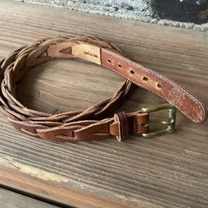 Vintage Abercrombie & Fitch Belt Size Small Brown Leather - Vintage Rare Logo - Picture 1 of 12
