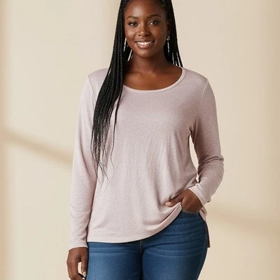 Top Faded Glory Años 90 Y2K XXL Rosa Metálico Manga Larga 2X Hada Brillo Caprichoso Foto 1 de 4