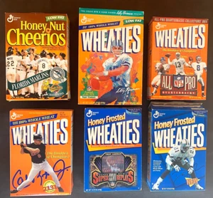 Huge lot of (6) Vintage 1990s WHEATIES CEREAL BOXES Open & Sealed On One Side - Picture 1 of 14