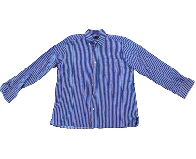 Maus & Hoffman Solemare Blue and Red Striped Buttondown Shirt Lg Made in Italy - Image 1 of 4