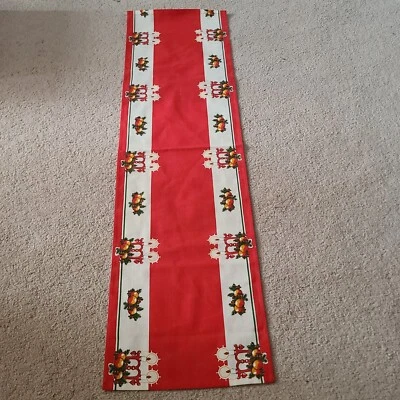 Table runner Scandinavian by Odin Ltd. Fruit w candleabras. Red and white. 36x10 - Image 1 of 4