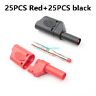 50PCS Red+Black Fully Insulated Safety 4mm Male Stackable Banana Plug Connectors