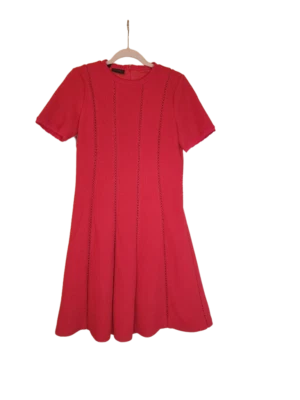 Vestido Carlisle Collection Berry Rojo Waffle Textura Línea A Foto 1 de 4