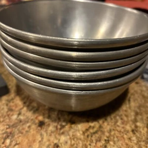 Vintage SET OF 6 Aluminum XL Cereal Bowls Unbranded 6.5”x3” Industrial Multiuse - Picture 1 of 5