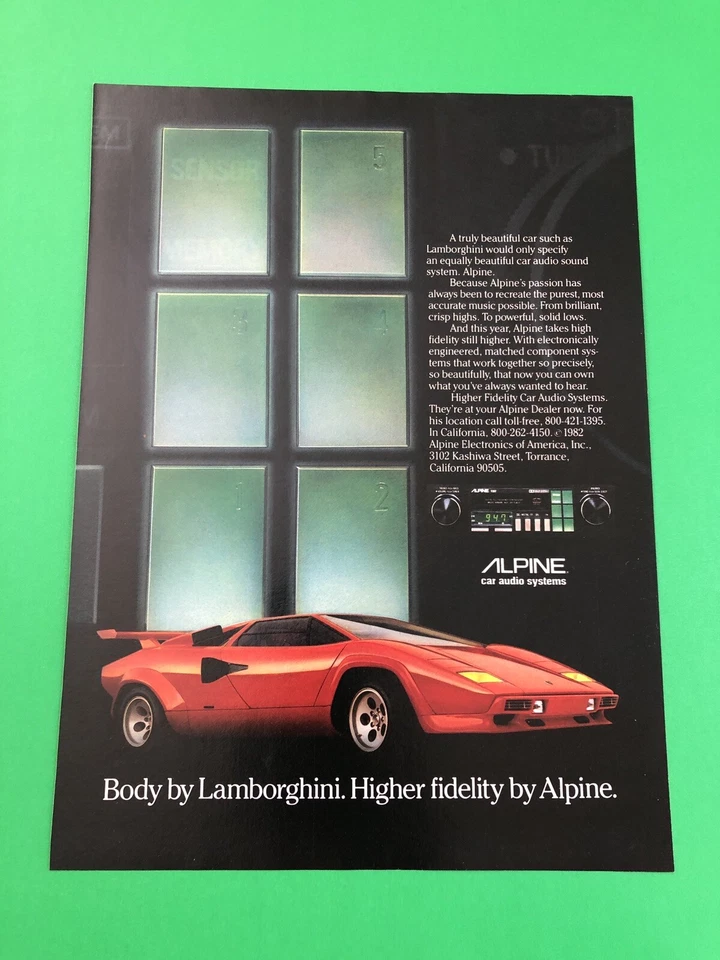 LAMBORGHINI COUNTACH ALPINO VINTAGE ORIGINAL ANUNCIO IMPRESO ANUNCIO IMPRESO B1 Foto 1 de 1