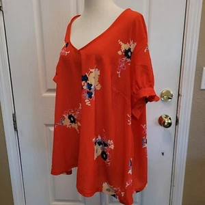 Neu Modcloth Bluse rot Blumen Rockabilly Retro Sommer Top Größe 3X 3XL - Bild 1 von 8