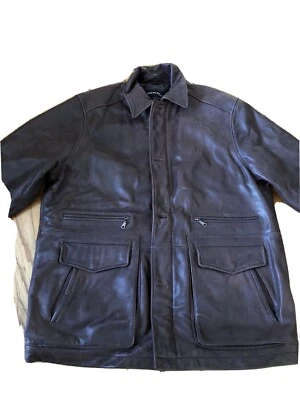 Men’s CHARLES KLEIN Soft Thick Winter Leather Jacket Size XLarge Brown Adventure - Image 1 of 4