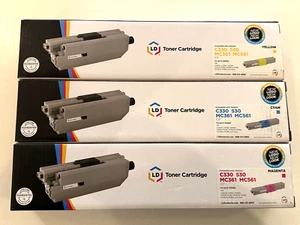 LD Compatible Okidata Type C17 C330 MC361 / 44469703 C / M / Y Toner Cartridges - Picture 1 of 10