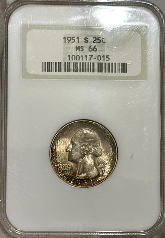 1951 S Washington Quarter NGC MS66 (TONED) Cover