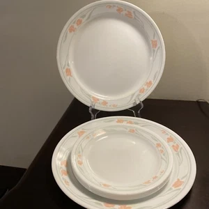 CORELLE PEACH GARLAND SET OF TWO DINNER PLATES AND FOUR DESSERT PLATES - Picture 1 of 4
