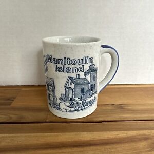 Souvenir Coffee Mug Manitoulin Island Ontario Canada Hawberry Blue White Speckle