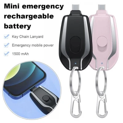 Mini Power Bank For IPhone 1500mAh Portable Keychain Charger Fast Charging USA - Image 1 of 4