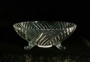 Anchor Hocking Prismatic Bowl 979 3-toed Footed Swirl Rib Clear 8-1/2" USA 1811 - Picture 1 of 2