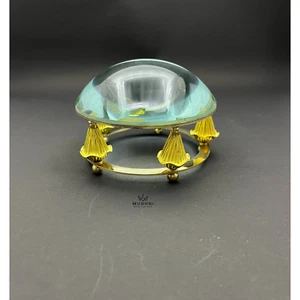 Dome Magnifying Glass 10cm Brass Floral Stand Desk Paperweight Reading Tool - Picture 1 of 9