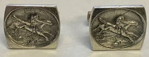 VINTAGE F&S FENWICK SAILORS SILVER HEIRLOOM HORSE CUFFLINKS - THE STEEPLE CHASE - Picture 1 of 5
