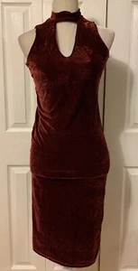 NEU LOVE by Chesley Damen Velours Bleistift knielanges Kleid weinrot Gr. Small - Bild 1 von 4