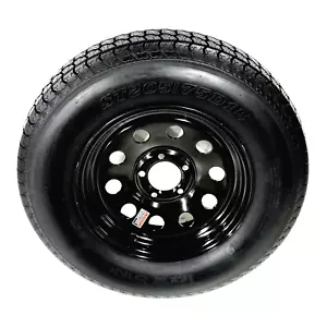 Trailer Tire on Black Modular Rim ST205/75D15 LRC 5 Lug Wheel 5x4.5 - Picture 1 of 6