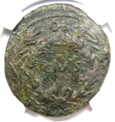 Moneda Augusto AE Sestercio (C. Asinius Gallus) 27 aC - 14 dC - NGC elección en muy buen estado Foto 1 de 4