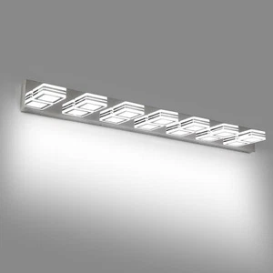 7 Lights 45.7'' Chrome Silver LED Vanity Light For Bathroom Mirror Wall Fixture - Picture 1 of 13