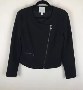 Mercer & Madison Sz Small Black Moto Style Long Sleeve Light Jacket - Picture 1 of 6