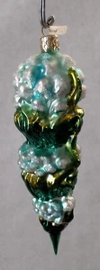 Polish Glass Ornament Blue Green Flower Bouquet Painted in Poland Radko Inspired - Picture 1 of 4