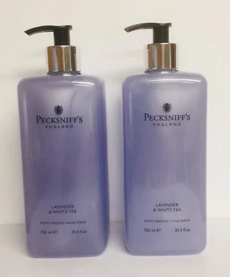 Paquete de 2 Pecksniff’s ~ Lavanda y Té Blanco Hidratante Jabón de Manos 750 ml Cada uno Foto 1 de 4
