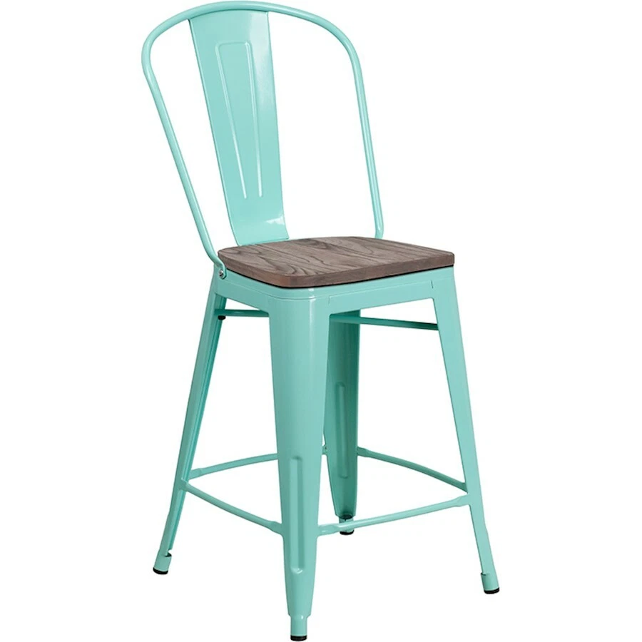 Flash Furniture 24" Mint Metal Counter Ht. Stool w/Back - ET-3534-24-MINT-WD-GG - Image 1 of 1