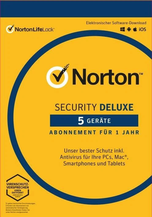 NORTON Security für 5 Geräte Deluxe 1 Jahr | KEIN Abo ESD BLITZ LIEFERUNG @GWC - Bild 1 von 1